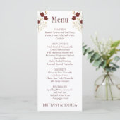 Herfst Wildflower Elegante Boho bruiloft Menu (Staand voorkant)