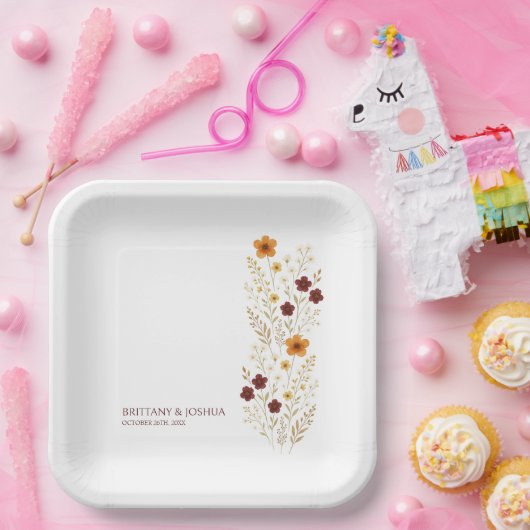 Herfst Wildflower Elegante Boho bruiloft Papieren Bordje (Feest)
