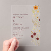 Herfst Wildflower Elegante Boho Huwelijksuitnodigi Acryl Uitnodigingen (Insitu (Draagbaar))