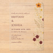 Herfst Wildflower Elegante Boho Huwelijksuitnodigi Acryl Uitnodigingen (Voorkant)
