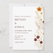 Herfst Wildflower Elegante Boho Huwelijksuitnodigi Kaart (Voorkant)