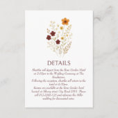 Herfst Wildflower Elegante Boho Wedding Details Informatiekaartje (Voorkant)