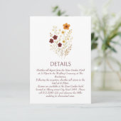 Herfst Wildflower Elegante Boho Wedding Details Informatiekaartje (Staand voorkant)