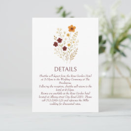 Herfst Wildflower Elegante Boho Wedding Details Informatiekaartje