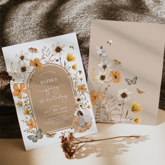 Herfst Wildflower Fairy Eerste Verjaardag Tuin Fee Kaart