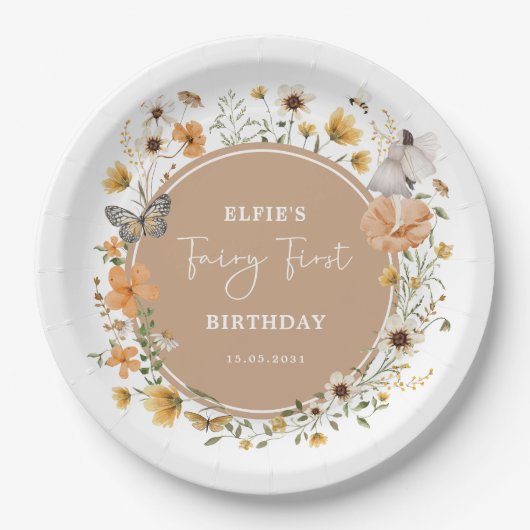 Herfst Wildflower Fairy Prinses Verjaardagsthee Pa Papieren Bordje (Voorkant)