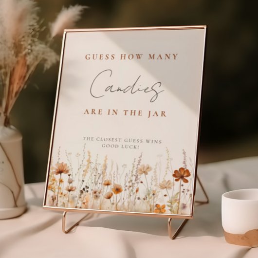 Herfst Wildflower Field Baby shower Guessing spel Poster