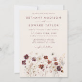 Herfst Wildflower Field Beige Wedding Kaart (Voorkant)