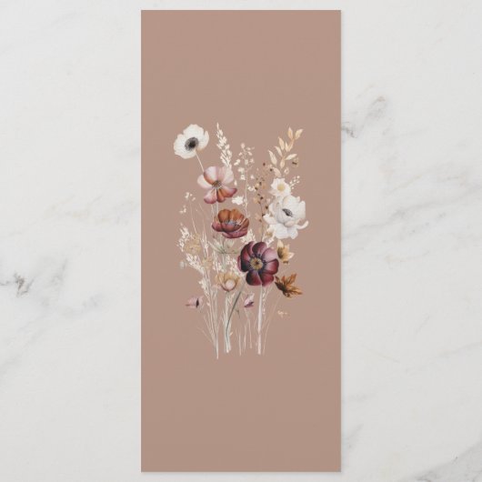 Herfst Wildflower Field Beige Wedding Menu (Achterkant)