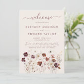 Herfst Wildflower Field Beige Wedding Programmakaart (Staand voorkant)