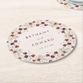 Herfst Wildflower Field Beige Wedding Ronde Kartonnen Onderzetter (Gebogen)