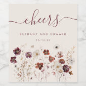 Herfst Wildflower Field Beige Wedding Wijn Etiket (Enkel label)