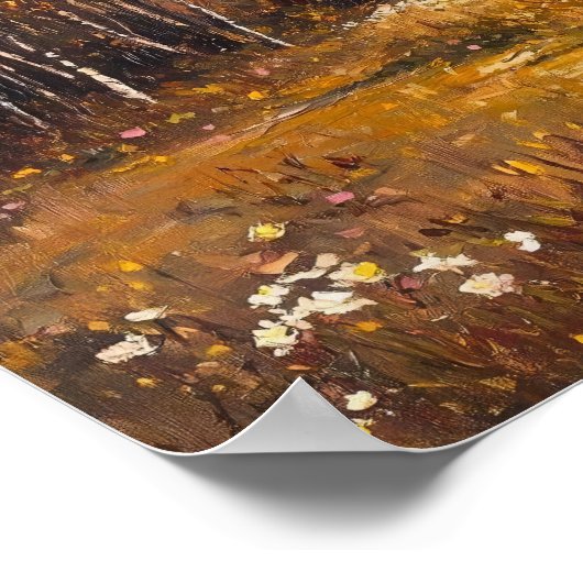 Herfst Wildflower Field Landschap Schilderij, Vint Poster (Hoek)