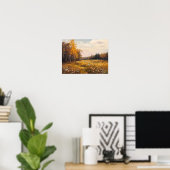 Herfst Wildflower Field Landschap Schilderij, Vint Poster (Thuiskantoor)