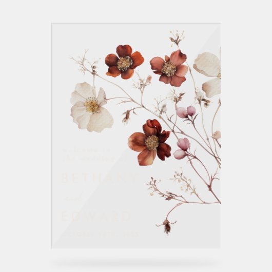 Herfst Wildflower Field Wedding Acryl Bord (Voorkant)