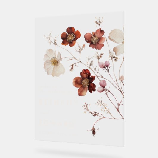 Herfst Wildflower Field Wedding Acryl Bord (Hoek)