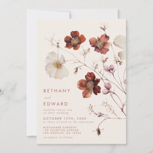 Herfst Wildflower Field Wedding Kaart (Voorkant)