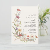Herfst Wildflower Floral Wedding Kaart (Staand voorkant)