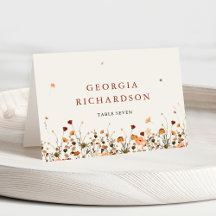 Herfst Wildflower Garden Boho bruiloft Place Card