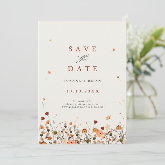 Herfst Wildflower Garden Botanische Boho chique br Save The Date (Staand voorkant)