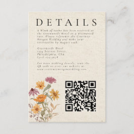 Herfst Wildflower Garden Botanische bruiloft Detai Informatiekaartje