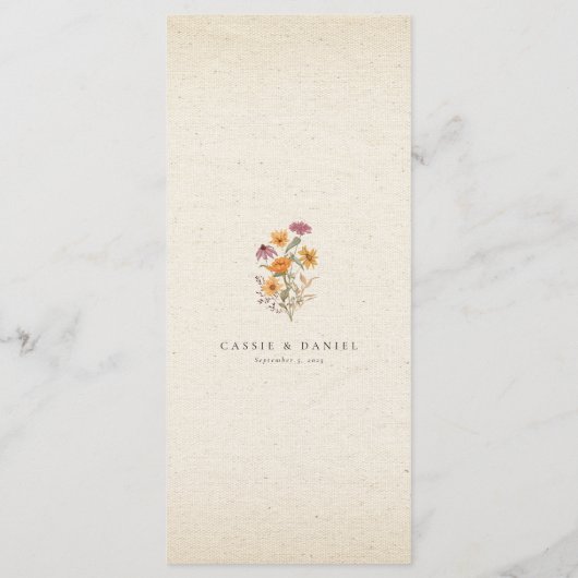 Herfst Wildflower Garden Botanische bruiloft Menu (Achterkant)