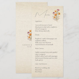 Herfst Wildflower Garden Botanische bruiloft Menu