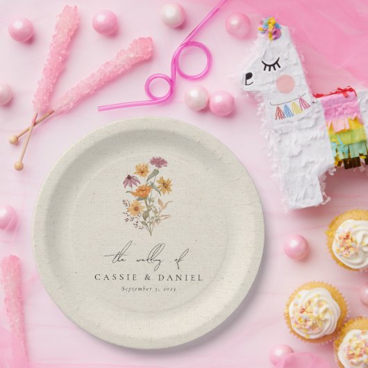 Herfst Wildflower Garden Botanische bruiloft Papieren Bordje (Feest)