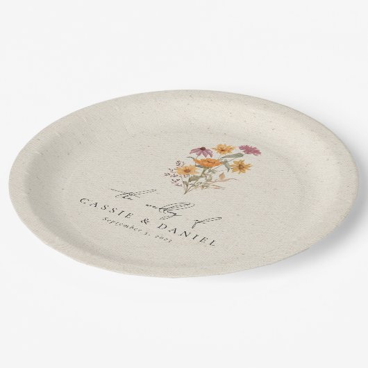 Herfst Wildflower Garden Botanische bruiloft Papieren Bordje (Gekanteld)