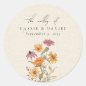 Herfst Wildflower Garden Botanische bruiloft Ronde Sticker (Voorkant)
