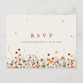 Herfst Wildflower Garden Floral Boho bruiloft RSVP Briefkaart