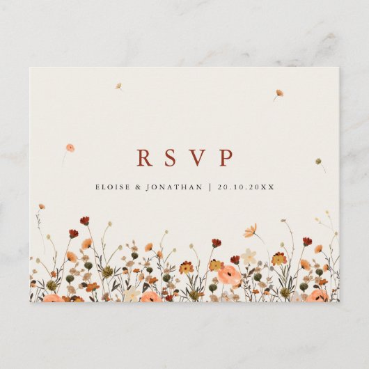 Herfst Wildflower Garden Floral Boho bruiloft RSVP Briefkaart (Voorkant)