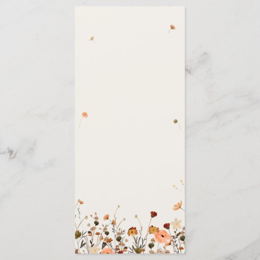 Herfst Wildflower Garden Floral Boho Chic bruiloft Menu (Achterkant)