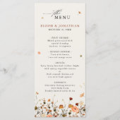 Herfst Wildflower Garden Floral Boho Chic bruiloft Menu (Voorkant)