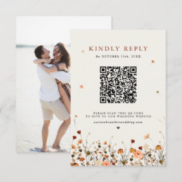 Herfst Wildflower Garden Floral Boho Chic bruiloft RSVP Kaartje