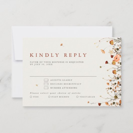 Herfst Wildflower Garden Floral Boho Chic bruiloft RSVP Kaartje (Voorkant)