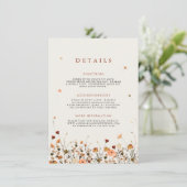 Herfst Wildflower Garden Floral Boho Wedding Detai Informatiekaartje (Staand voorkant)