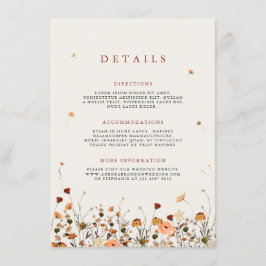 Herfst Wildflower Garden Floral Boho Wedding Detai Informatiekaartje