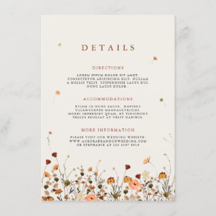 Herfst Wildflower Garden Floral Boho Wedding Detai Informatiekaartje