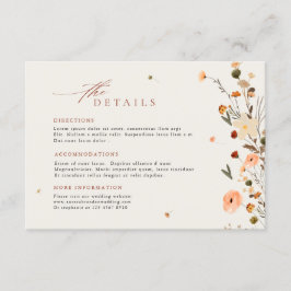 Herfst Wildflower Garden Floral Boho Wedding Detai Informatiekaartje