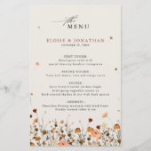 Herfst Wildflower Garden Floral Boho Wedding Menu (Voorkant)