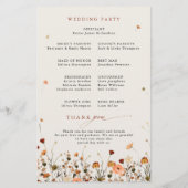 Herfst Wildflower Garden Floral Boho Wedding Progr (Achterkant)