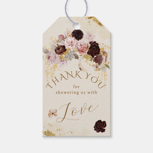 Herfst Wildflower Goud Bloemen Baby Meisje Douche Cadeaulabel (Voorkant)