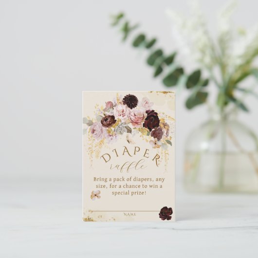 Herfst Wildflower Goud Bloemen Baby Meisje Douche Informatiekaartje (Staand voorkant)