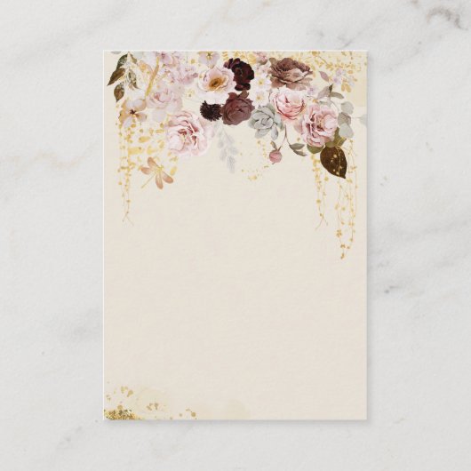 Herfst Wildflower Goud Bloemen Baby Meisje Douche Informatiekaartje (Achterkant)