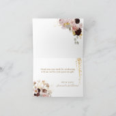 Herfst Wildflower Goud Bloemen Vrijgezellenfeest Bedankkaart (Binnen)