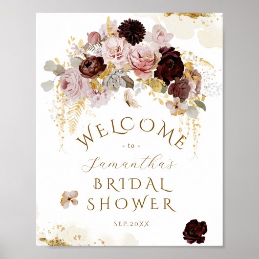 Herfst Wildflower Goud Bloemen Vrijgezellenfeest Poster (Voorkant)