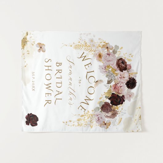 Herfst Wildflower Goud Bloemen Vrijgezellenfeest Wandkleed (Voorkant (horizontaal))