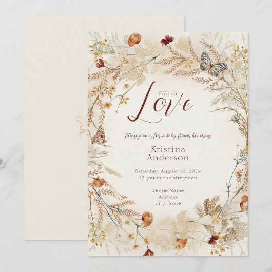 Herfst Wildflower Herfst Baby shower Kaart (Voorkant / Achterkant)