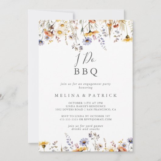 Herfst Wildflower Ik doe BBQ Engagement Party Kaart (Voorkant)